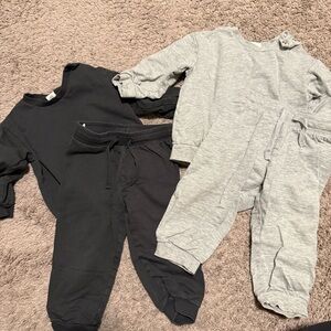 Toddler Two-Piece Sweatshirt & Jogger Sets - Dark + Heather Gray